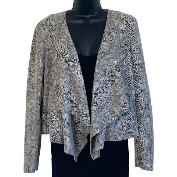 Blank NYC Faux Leather Snakeskin Print Waterfall Drape Open Jacket Sz S - Picture 5 of 16